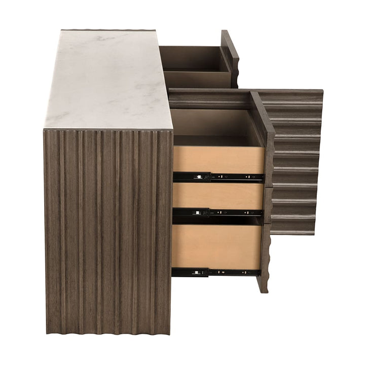 Noir Furniture Gauss Sideboard with Marble Top Greige Walnut