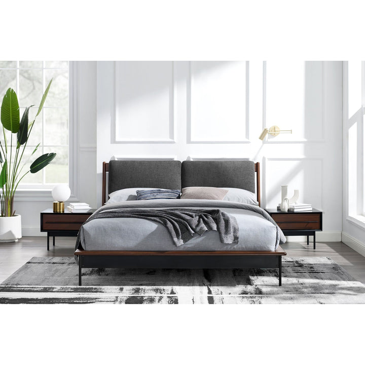 Park Avenue Queen Platform Bed with Fabric - Ruby