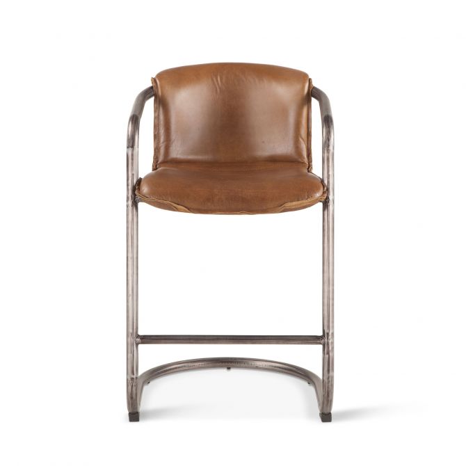 Portofino 22" Leather Counter Chair-Home Trends & Designs-HOMETD-GPF-CC22-Stools & OttomansDitressed Chestnuts-1-France and Son