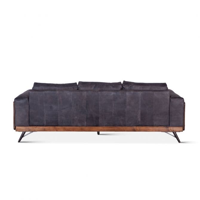 Portofino 95" Antique Ebony Leather Mid Century Sofa-Home Trends & Designs-HOMETD-GPF-CSOF-AE-Sofas-3-France and Son