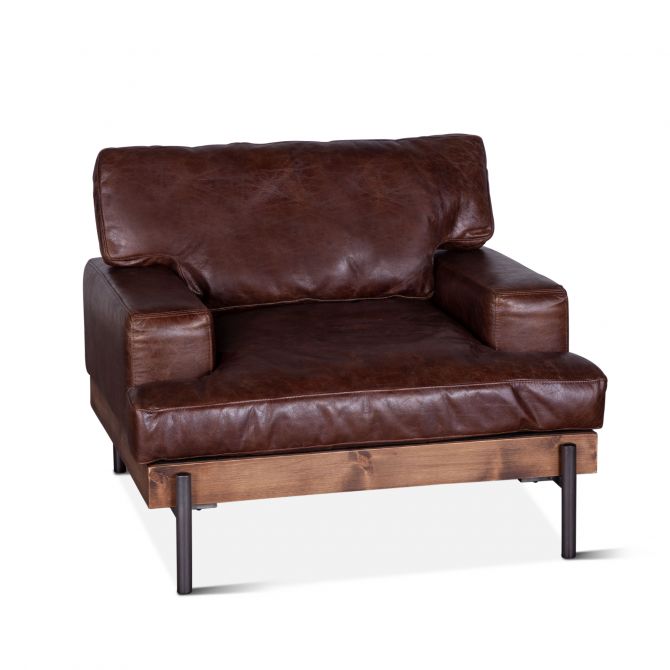 Portofino 41" Leather Arm Chair-Home Trends & Designs-HOMETD-GPF-IACH-GEI-Lounge ChairsGeisha Brown-1-France and Son
