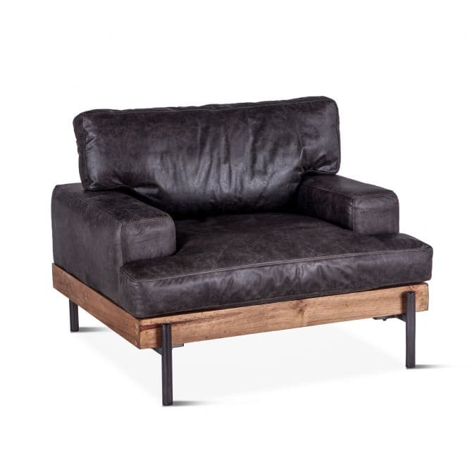 Portofino 41" Leather Arm Chair-Home Trends & Designs-HOMETD-GPF-IACH-MOR-Lounge ChairsMorocco Black-7-France and Son