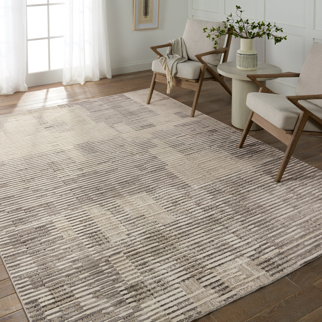 Jaipur Living Gravity Striped Gray/ Cream Area Rug (6'7"X9'6")