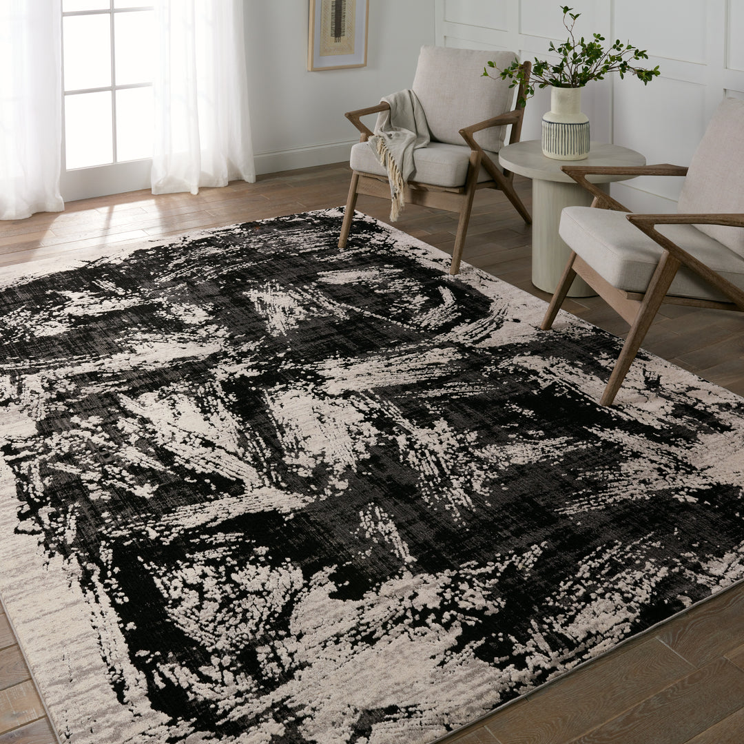 Jaipur Living Dusk Abstract Black/ Cream Runner Rug (2'8"X8')