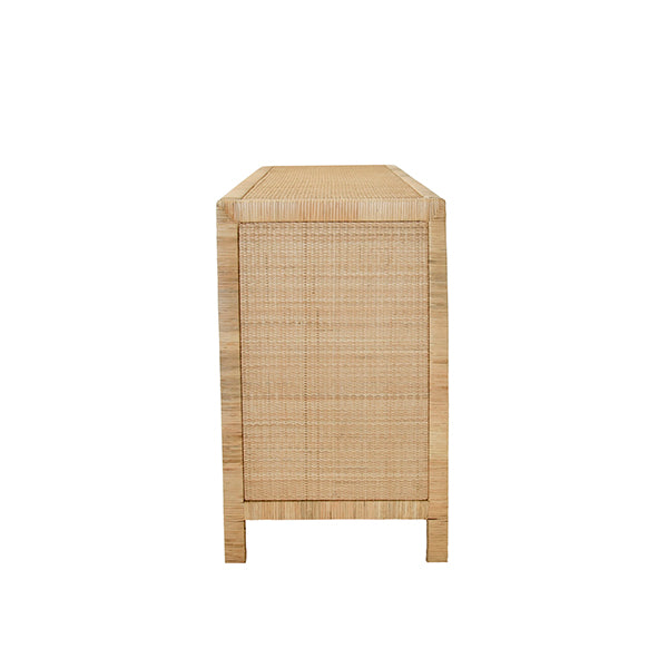 Sideboards & Credenzas Grenada Four Door Buffet With Mirror Front Doors And Wrapped Rattan