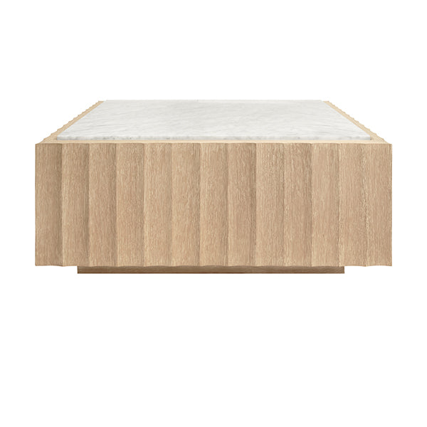 Coffee Tables Square Coffee Table With Fluted Detail In Cerused Oak With White Carrara Marble Top