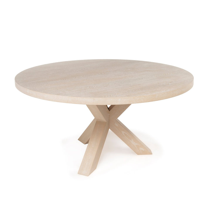 Greer - Tripod Base  Round Dining Table In Light Cerused Oak