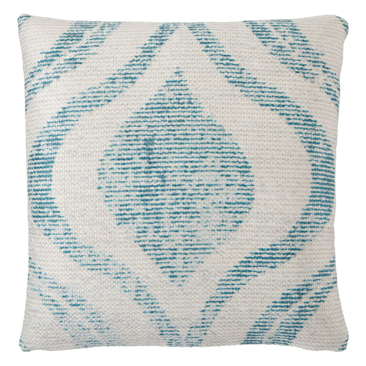 Nikki Chu by Jaipur Living Cymbal Indoor/ Outdoor Geometric Teal/ Cream Poly Fill Pillow (18" Square)