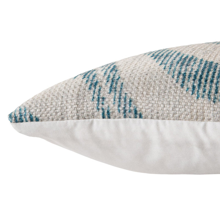 Nikki Chu by Jaipur Living Cymbal Indoor/ Outdoor Geometric Teal/ Cream Poly Fill Pillow (18" Square)