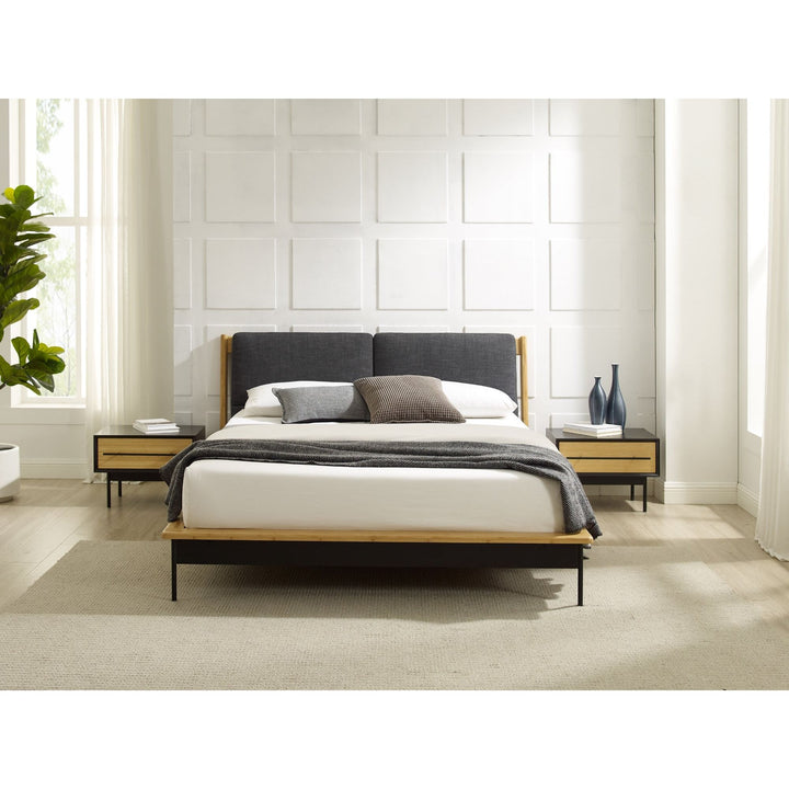 Santa Cruz Queen Platform Bed with Fabric - Wheat