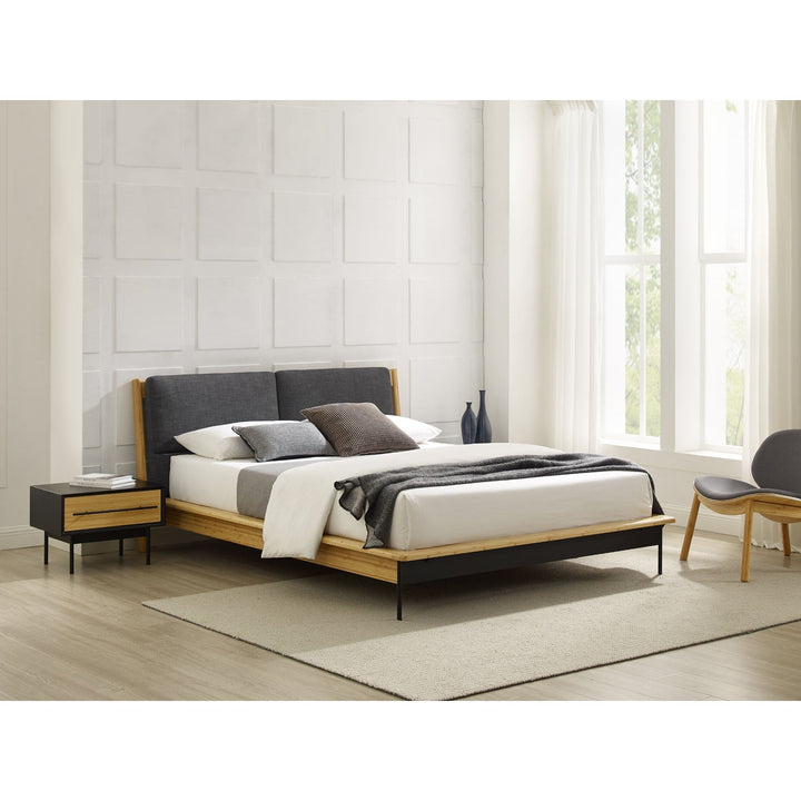 Santa Cruz Queen Platform Bed with Fabric - Wheat