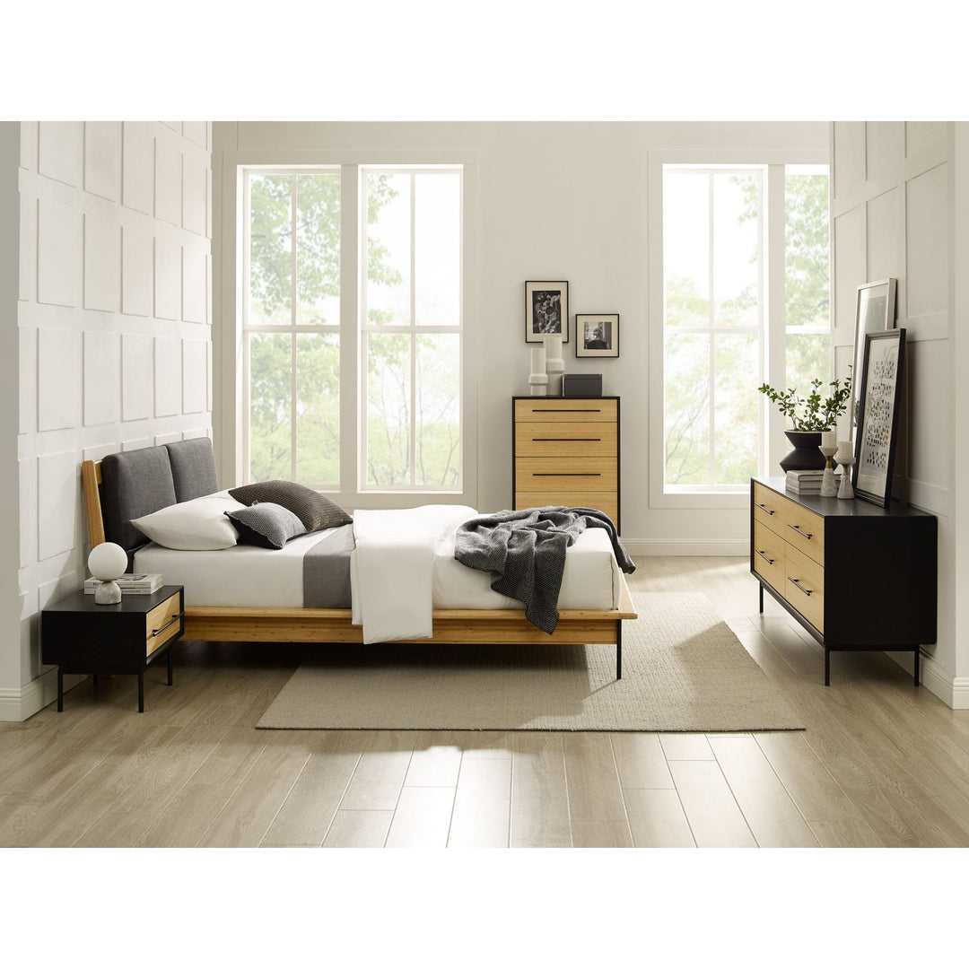 Santa Cruz Queen Platform Bed with Fabric - Wheat