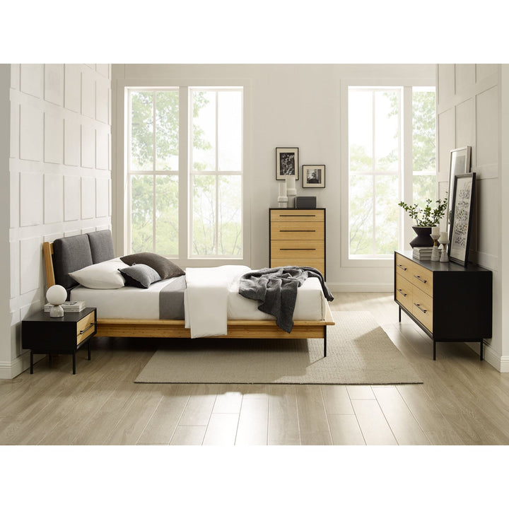 Santa Cruz Queen Platform Bed with Fabric - Wheat