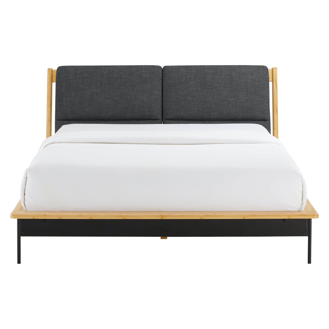 Santa Cruz Queen Platform Bed with Fabric - Wheat