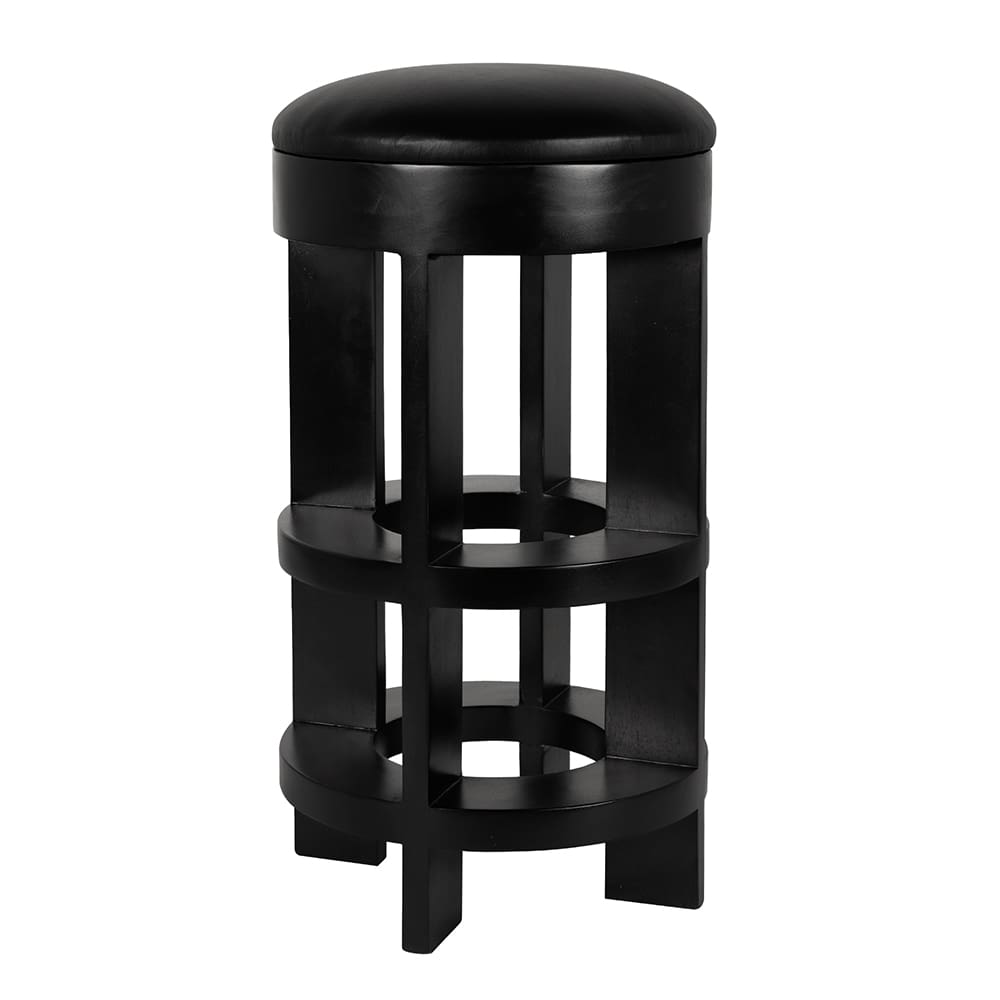 Noir Furniture Berlin Stool with Swivel Leather Seat Bar Height