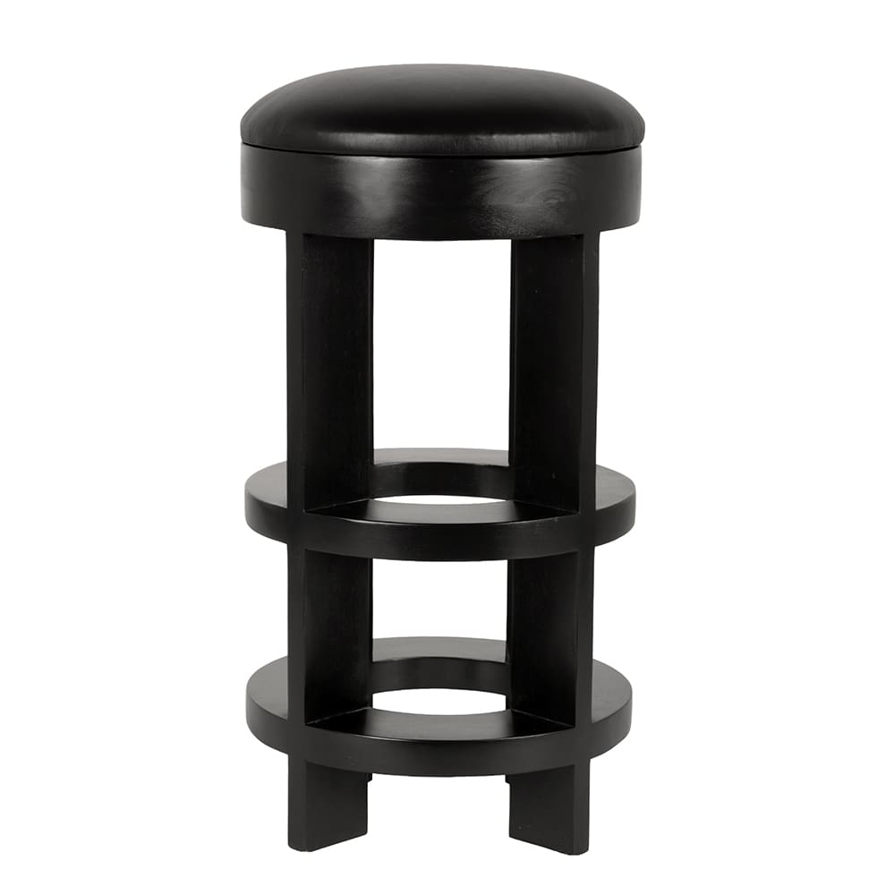 Noir Furniture Berlin Stool with Swivel Leather Seat Bar Height