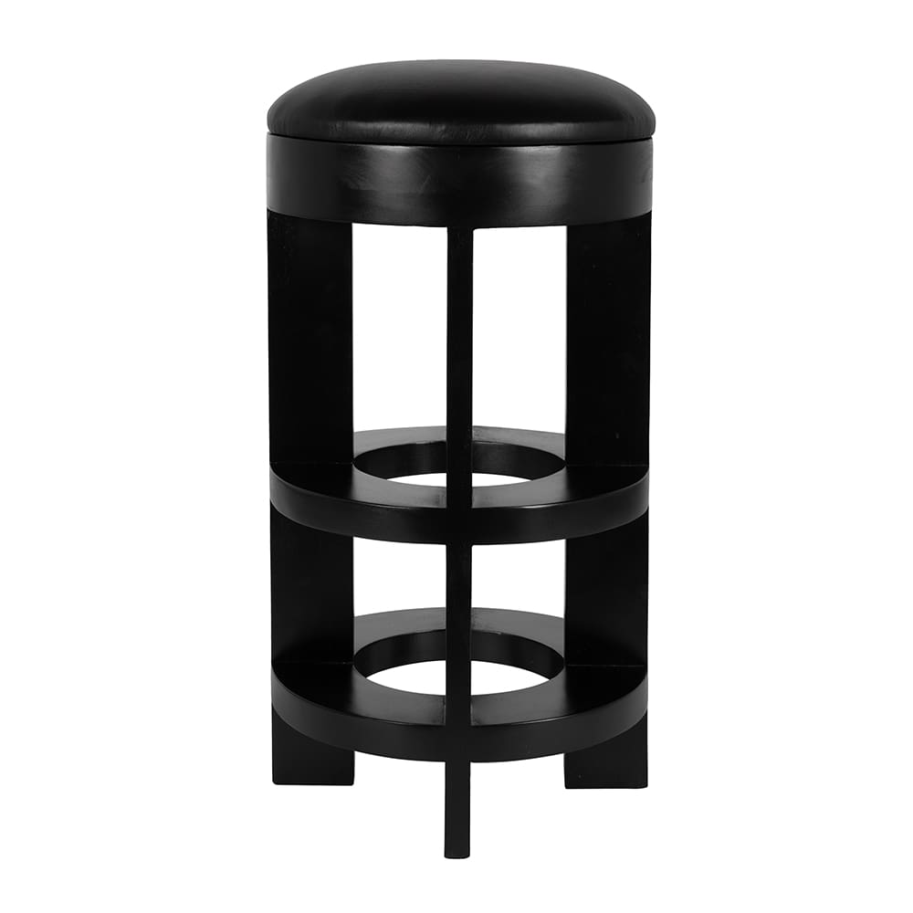 Noir Furniture Berlin Stool with Swivel Leather Seat Bar Height