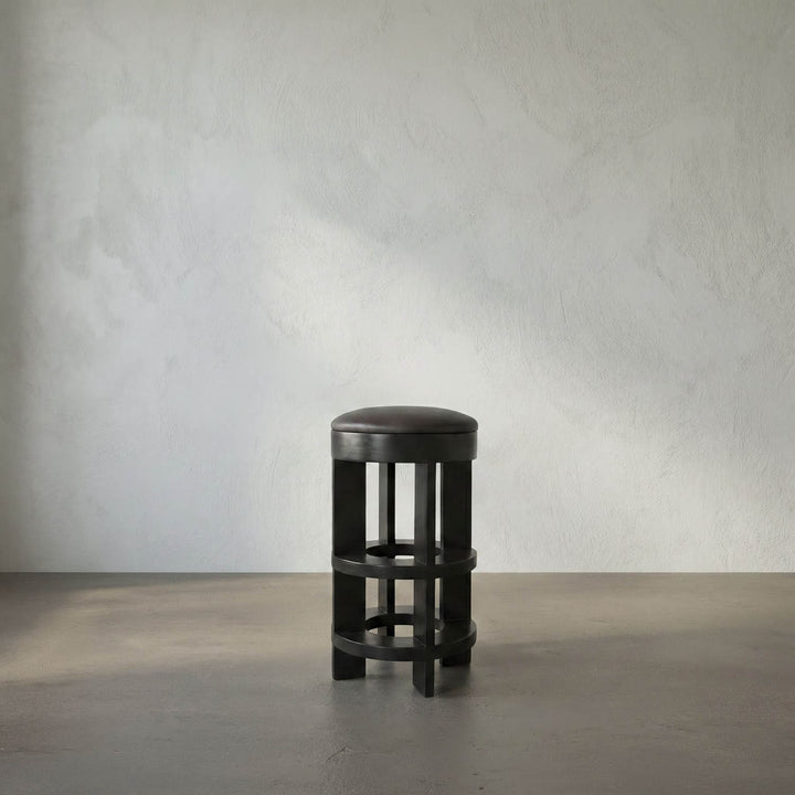 Noir Furniture Berlin Stool with Swivel Leather Seat Bar Height
