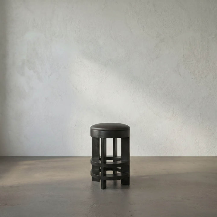 Noir Furniture Berlin Stool with Swivel Leather Seat Counter Height