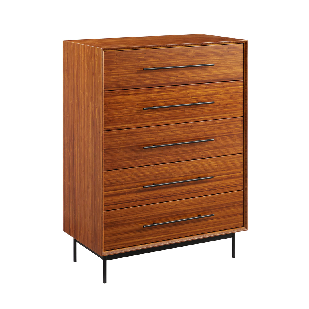 Taylor 5 Drawer Highboy Chest - Amber