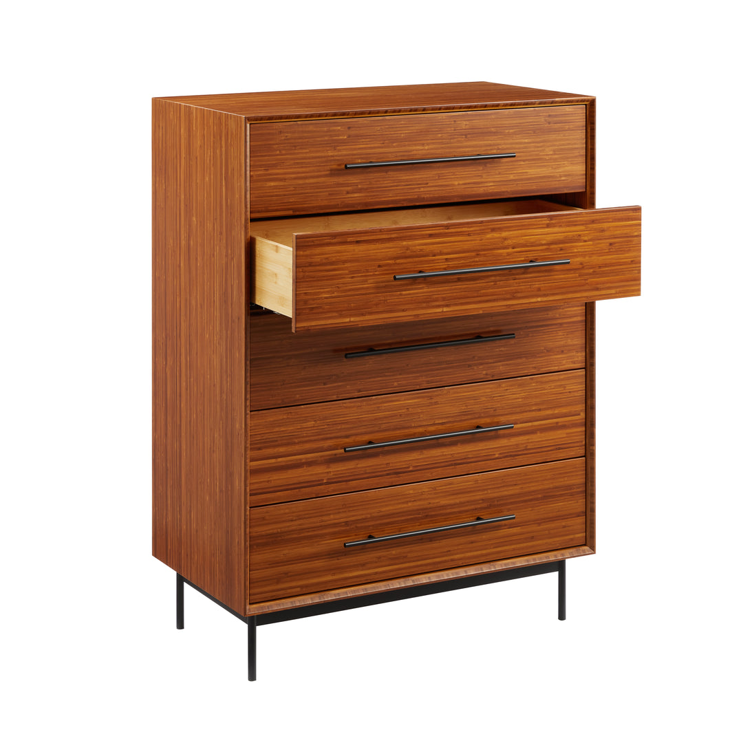 Taylor 5 Drawer Highboy Chest - Amber