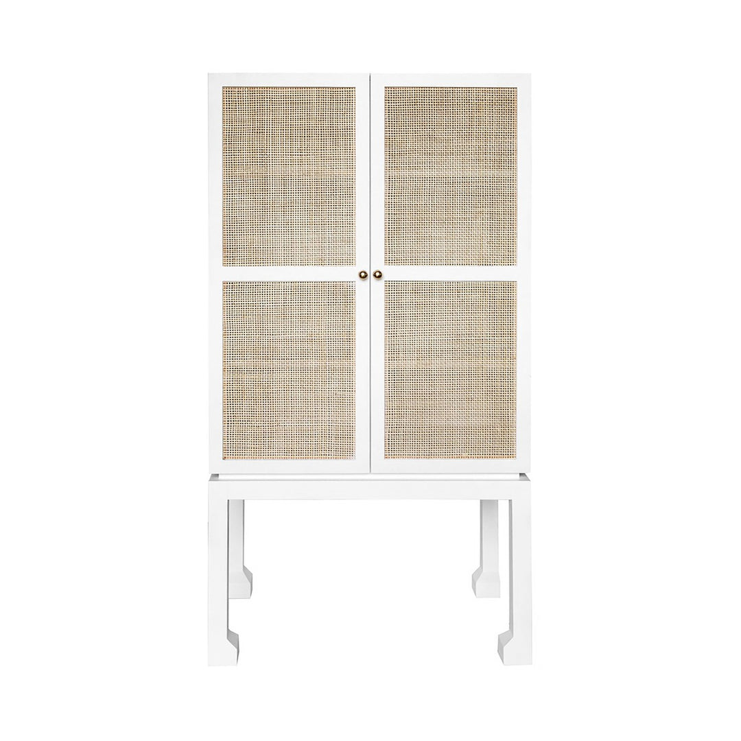 Guthrie - Bar Cabinet In Matte White With Natural Cane Doors