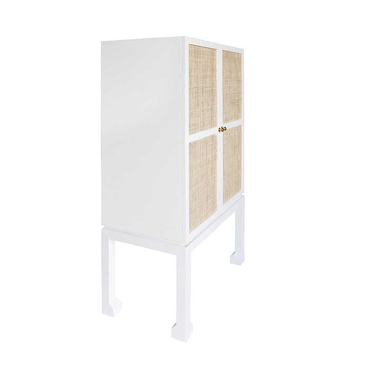 Guthrie - Bar Cabinet In Matte White With Natural Cane Doors