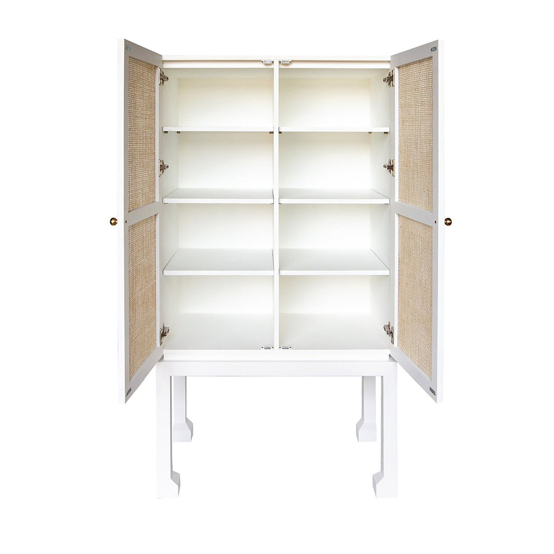 Guthrie - Bar Cabinet In Matte White With Natural Cane Doors