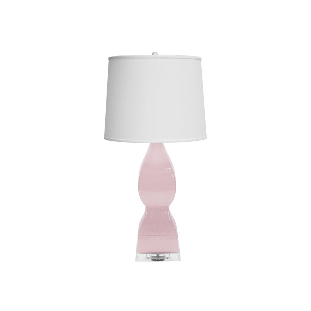 Gwyneth - Ceramic Table Lamp W. Wh Linen Shade In Blush