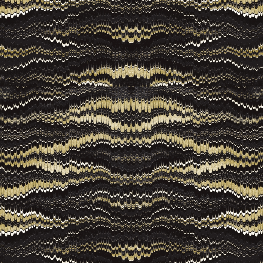 Alternate view of Golden Feather Wallpaper in black and metallic gold.