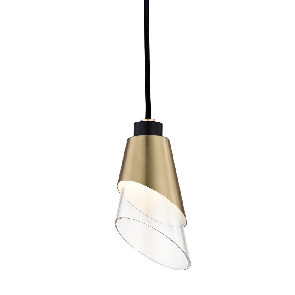 Pendants Angie 1 Light Pendant - Aged Brass/Black