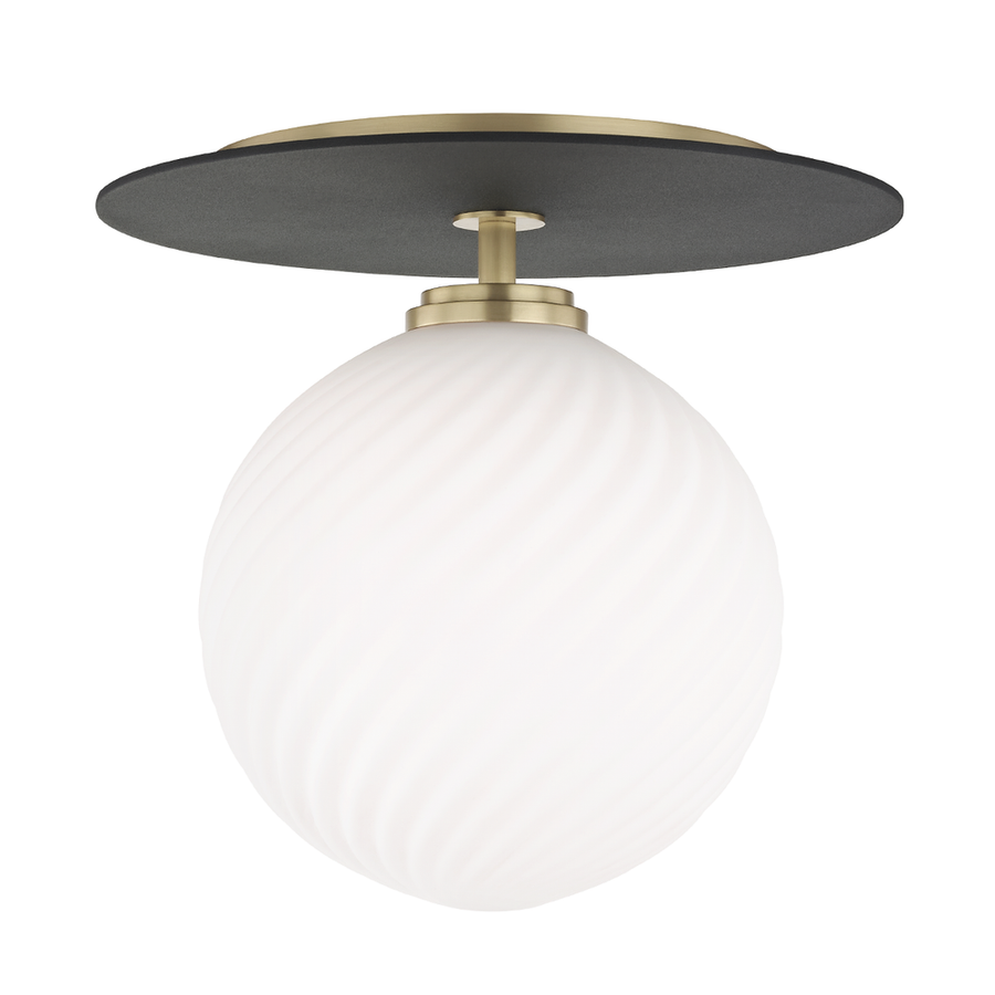 Flush Mounts Ellis 1 Light Large Semi Flush Aged Brass/Black