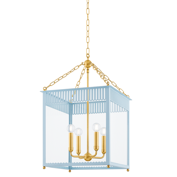 Pendants Rosalie Lantern-Aged Brass/Soft Arctic Blue