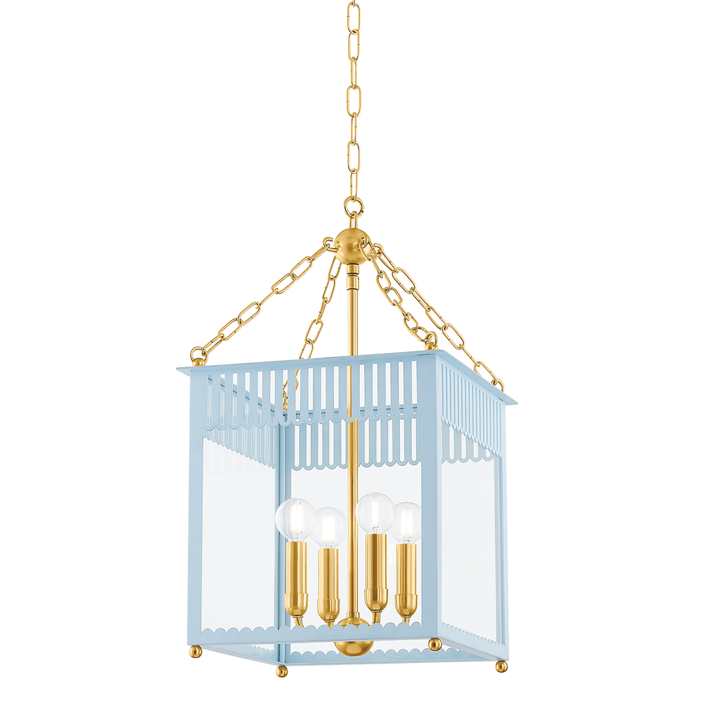 Pendants Rosalie Lantern-Aged Brass/Soft Arctic Blue