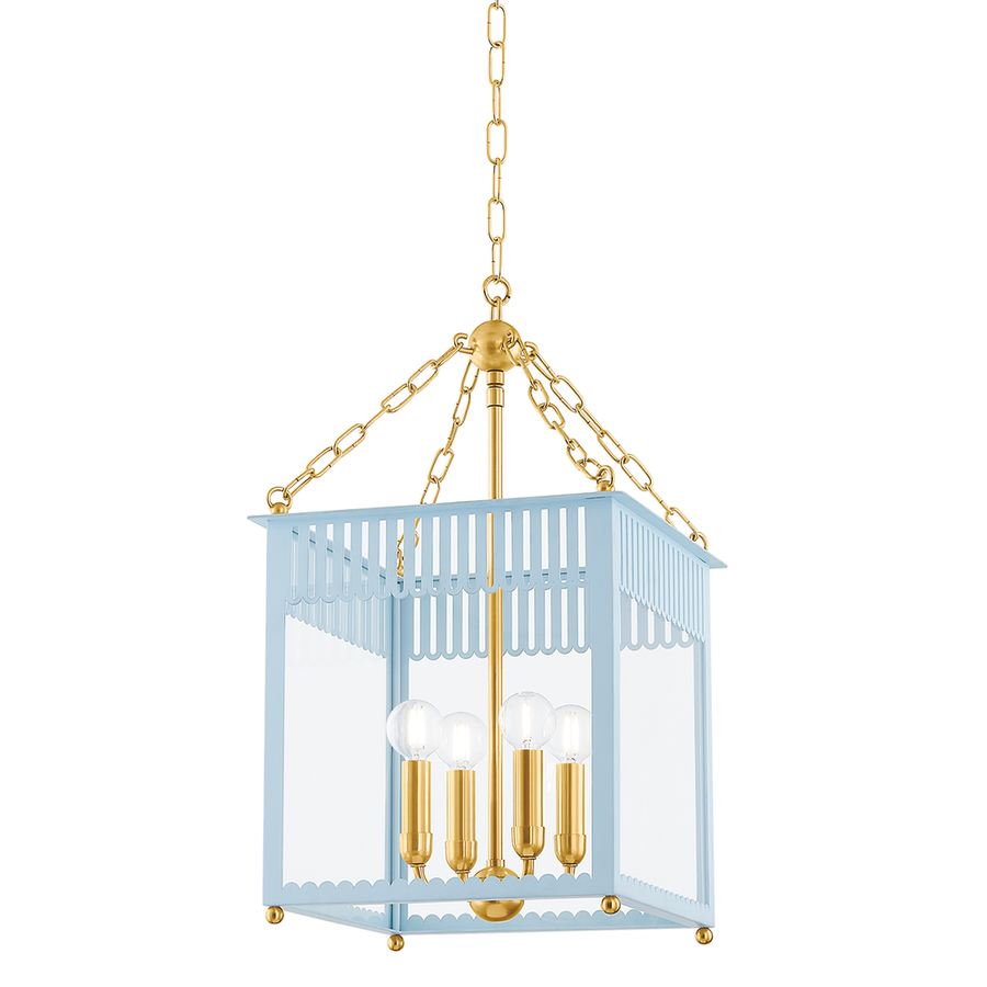 Pendants Rosalie Lantern-Aged Brass/Soft Arctic Blue