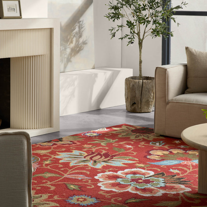 Jaipur Living Zamora Handmade Floral Red/ Multicolor Area Rug (3'6"X5'6")