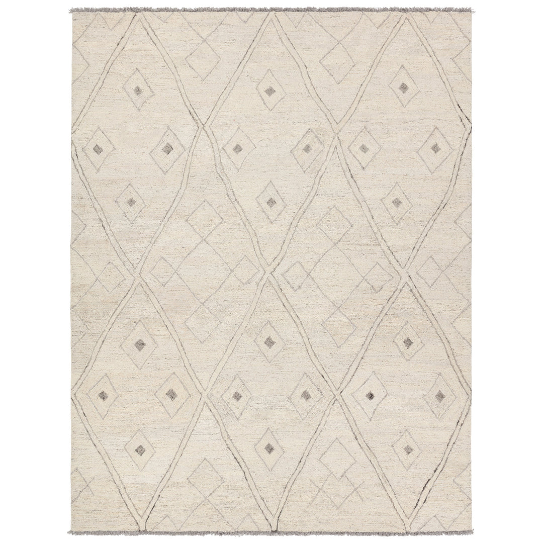 Jaipur Living Ismael Handmade Trellis White/Gray Area Rug (9'X12' Rectangle)