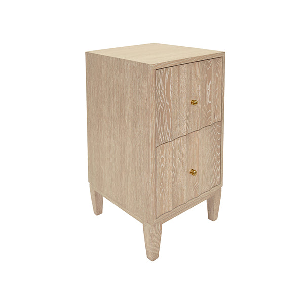 Side Tables Two Door Side Table With Fluted Detail In Cerused Oak