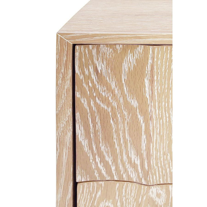 Two Door Side Table With Fluted Detail In Cerused Oak