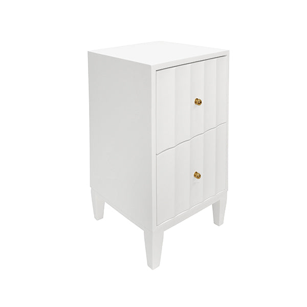 Side Tables Two Door Side Table With Fluted Detail In Matte White Lacquer