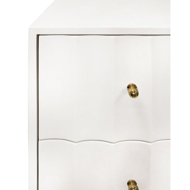 Side Tables Two Door Side Table With Fluted Detail In Matte White Lacquer