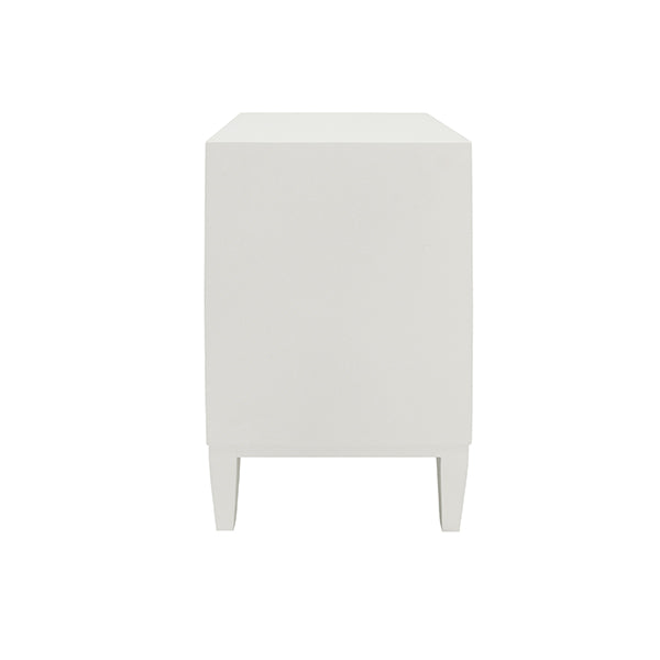 Side Tables Two Door Side Table With Fluted Detail In Matte White Lacquer
