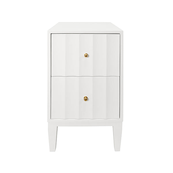 Side Tables Two Door Side Table With Fluted Detail In Matte White Lacquer