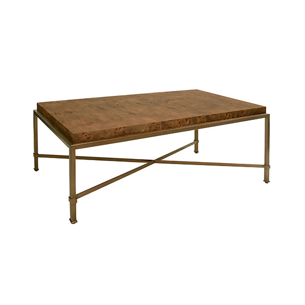 Coffee Tables Antique Brass Frame Coffee Table With Thick Top In Dark Burl Wood