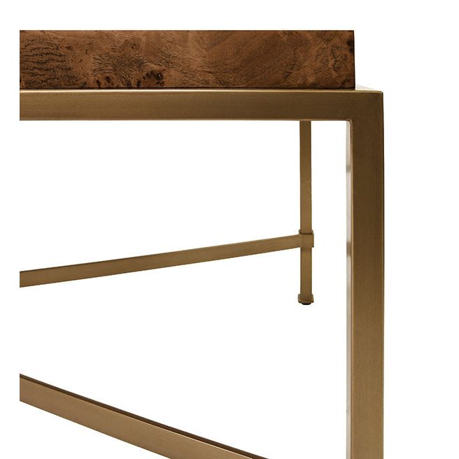 Coffee Tables Antique Brass Frame Coffee Table With Thick Top In Dark Burl Wood