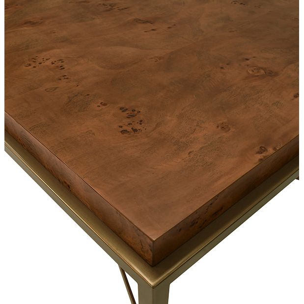 Coffee Tables Antique Brass Frame Coffee Table With Thick Top In Dark Burl Wood