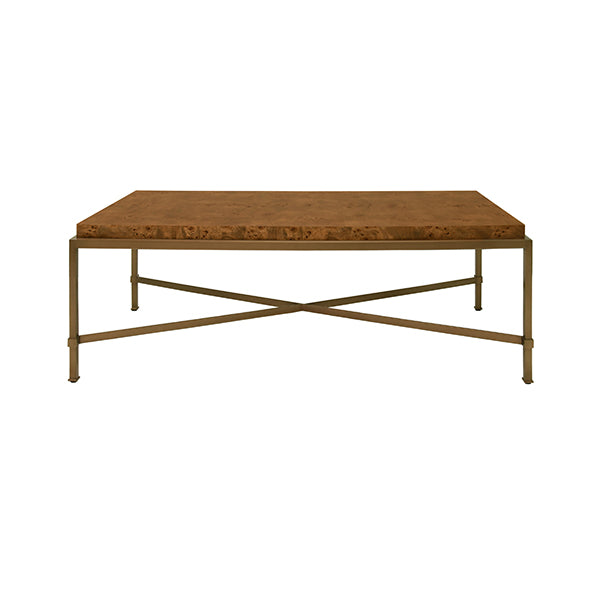 Coffee Tables Antique Brass Frame Coffee Table With Thick Top In Dark Burl Wood