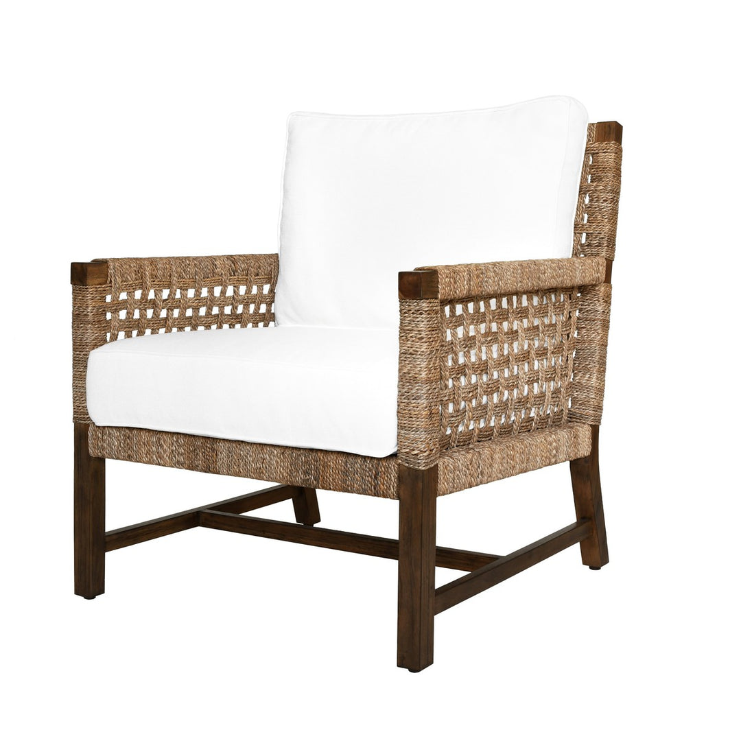 Harmon - Club Chair With Woven Seagrass Detail And Ivory Linen Cushion