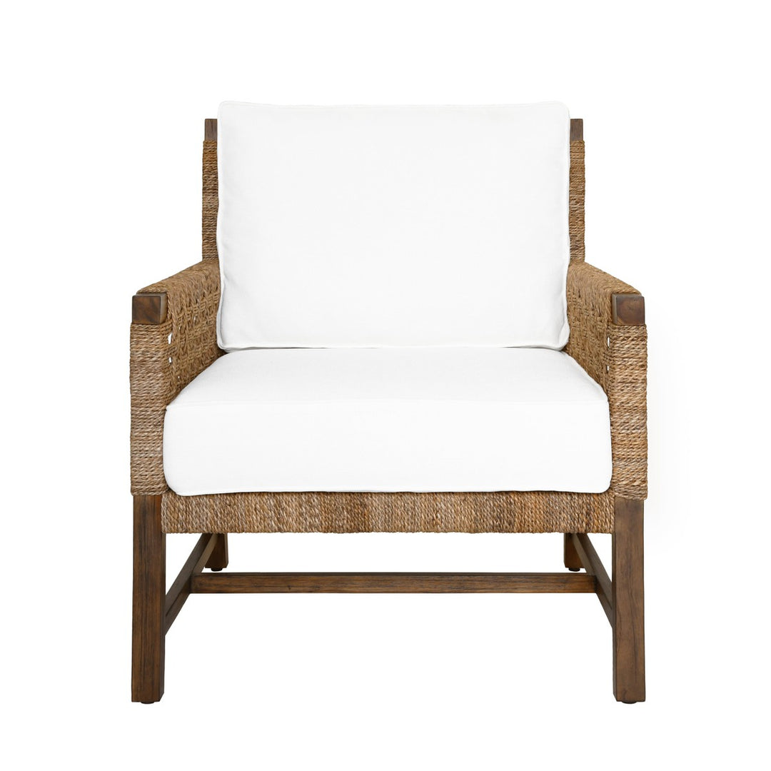 Harmon - Club Chair With Woven Seagrass Detail And Ivory Linen Cushion