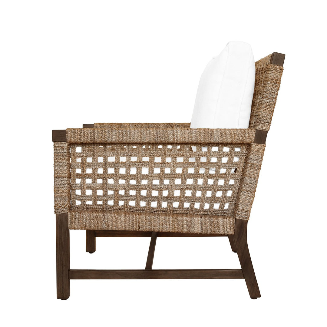 Harmon - Club Chair With Woven Seagrass Detail And Ivory Linen Cushion